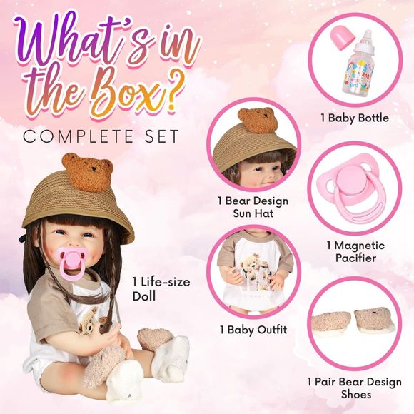 Reborn Baby Dolls Full Realistic Vinyl Silicone Gift for Kids 18-Inch - Picture 2 of 3